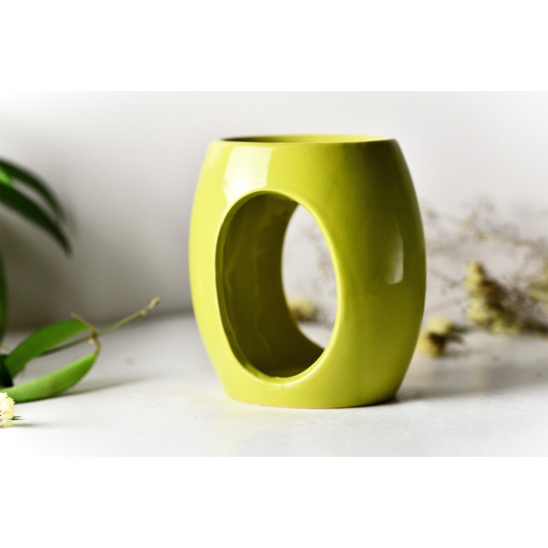 KOMINEK zapachowy duży CERAMICZNY OWALNY OWAL na olejki woski KREMOWY JASNY